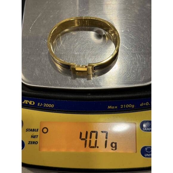 Hermes H Clic Bracelet Bangle Gold Tone / Black w/ Box & Dust Bag - TS 335929 - Picture 3 of 11
